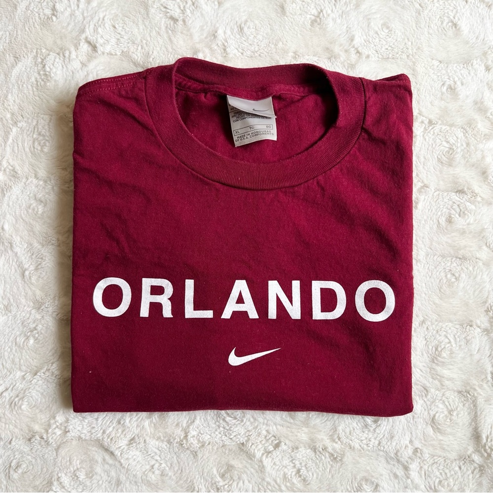 Vintage Orlando Florida Shirt Tee Mens XL Maroon Nike Center Swoosh Spell Out
